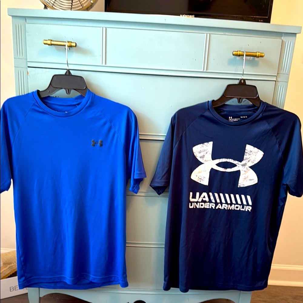 Men’s Under Armour Royal Blue and Navy Dri-Fit Shirts. Sz M. Loose Fit